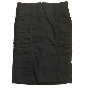 Grass Collection Black Ruched Pencil Skirt
